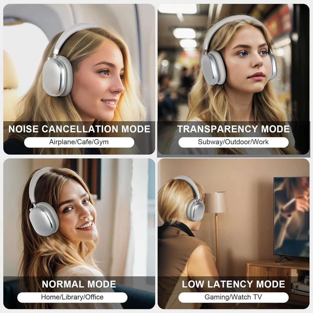 Bluetooth T-fun NC95 Hybrid Active Noise Cancelling Headphones, Built-in Mic, 65H Playtime, App Control, Hi-Res Audio