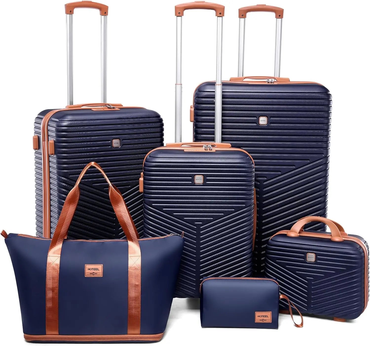 6 Piece Luggage Set Carry On ABS+PC Hard Shell Suitcase Travel Packing Box With Spinner Wheels & TSA Lock For Business Trip