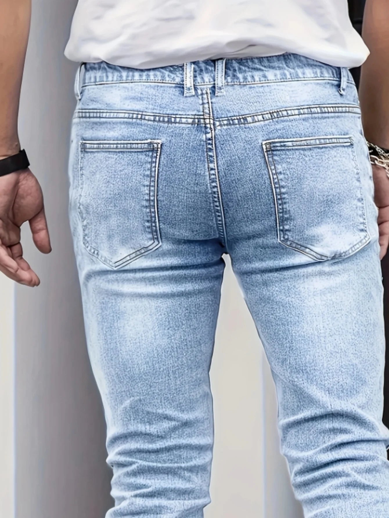 Men's Slim-Fit Stretch Jeans - All-Season Casual Five-Pocket Light Blue | Effortless Comfort for Fall Layers