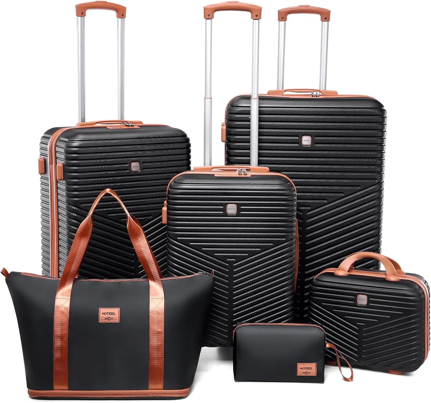 6 Piece Luggage Set Carry On ABS+PC Hard Shell Suitcase Travel Packing Box With Spinner Wheels & TSA Lock For Business Trip