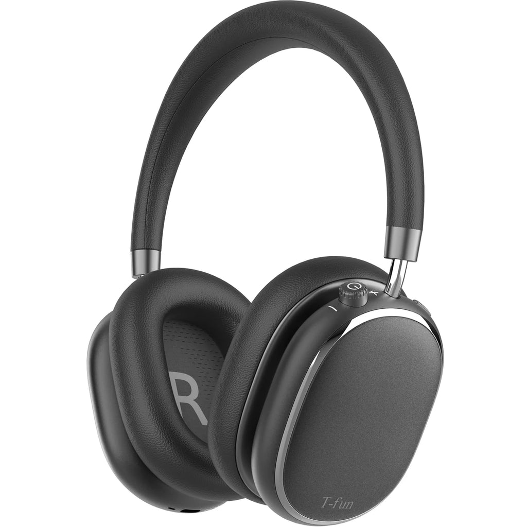 Bluetooth T-fun NC95 Hybrid Active Noise Cancelling Headphones, Built-in Mic, 65H Playtime, App Control, Hi-Res Audio