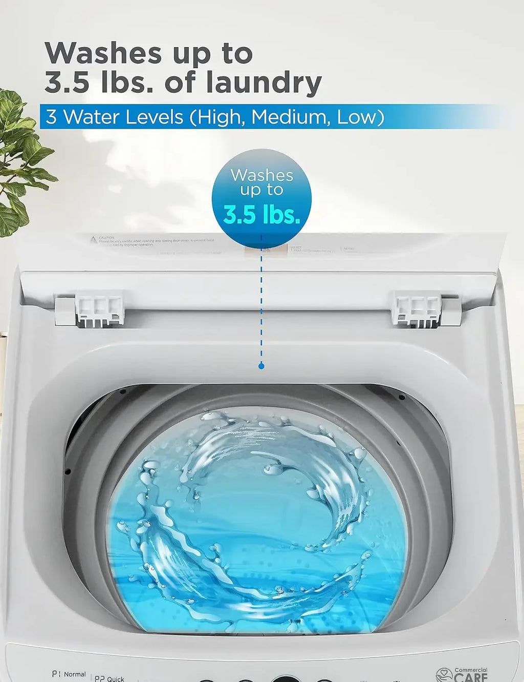 Compact Washing Machine with 6 Wash Cycles, Portable Clothes Washer Featuring 3 Water Leve