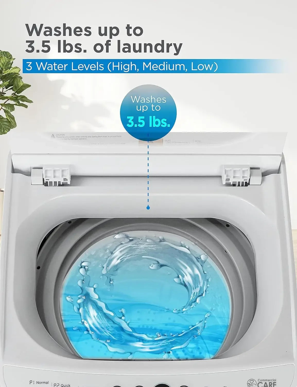 Compact Washing Machine with 6 Wash Cycles, Portable Clothes Washer Featuring 3 Water Leve