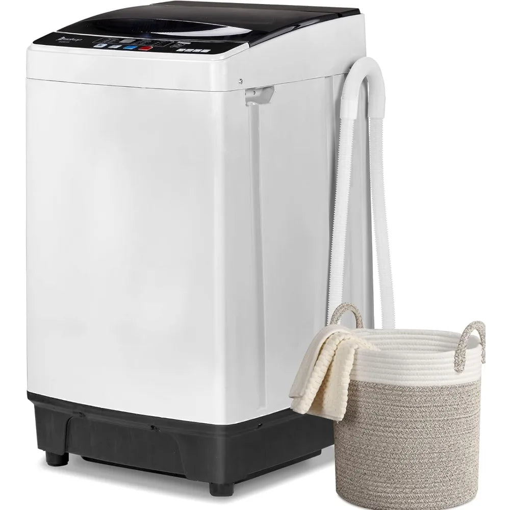 2 in 1 Full Automatic Washing Machine, 15.6Lbs Top Load Portable Washer with Drain Pump, 10 Wash Programs 8 Water Level Washer