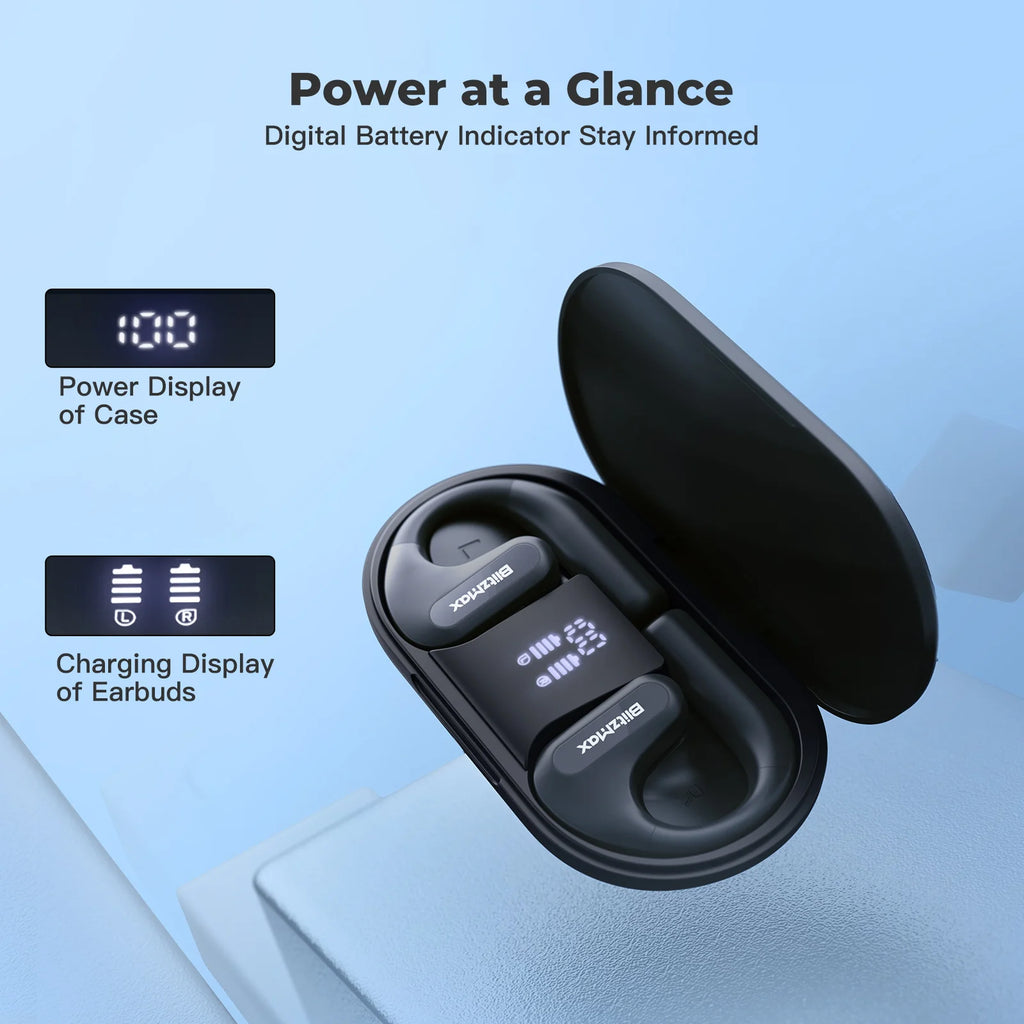 BlitzMax BM-CT2 Open-Back Headphones Bluetooth V5.3 High-Fidelity Audio Noise Reduction Earphones for Running Swimming Sports