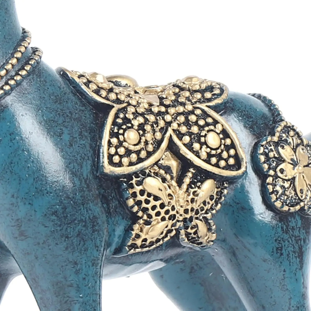 2PCS Blue Christmas Deer Decor-Resin Reindeer Statues (Sitting&Standing),Collectible Figurines for Home Office Tabletop Ornament