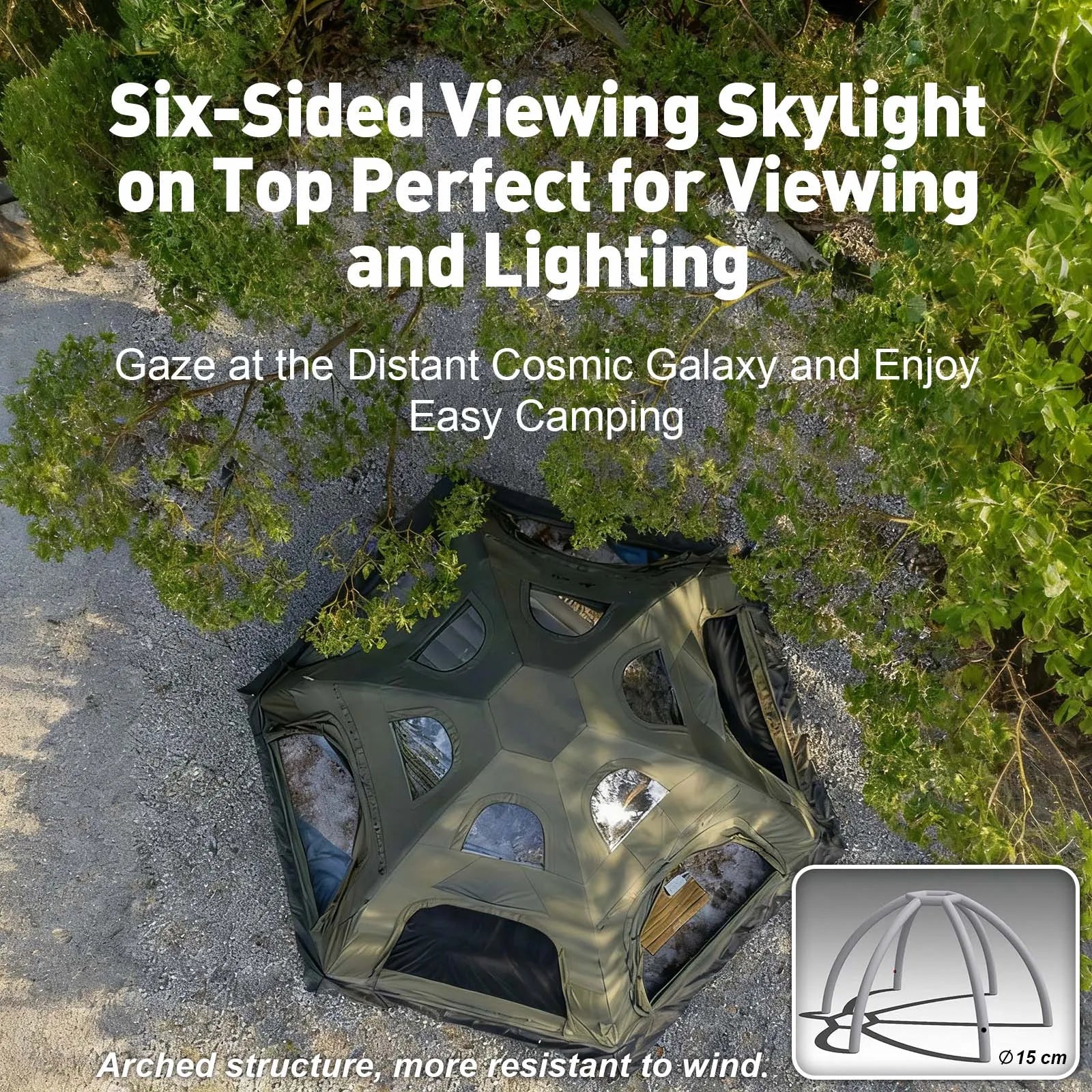 142 SqFt²  Army Green Dome Inflatable Camping Tents for Family,4 Season Cotton Glamping Air Tent with Canopy,AC Vent