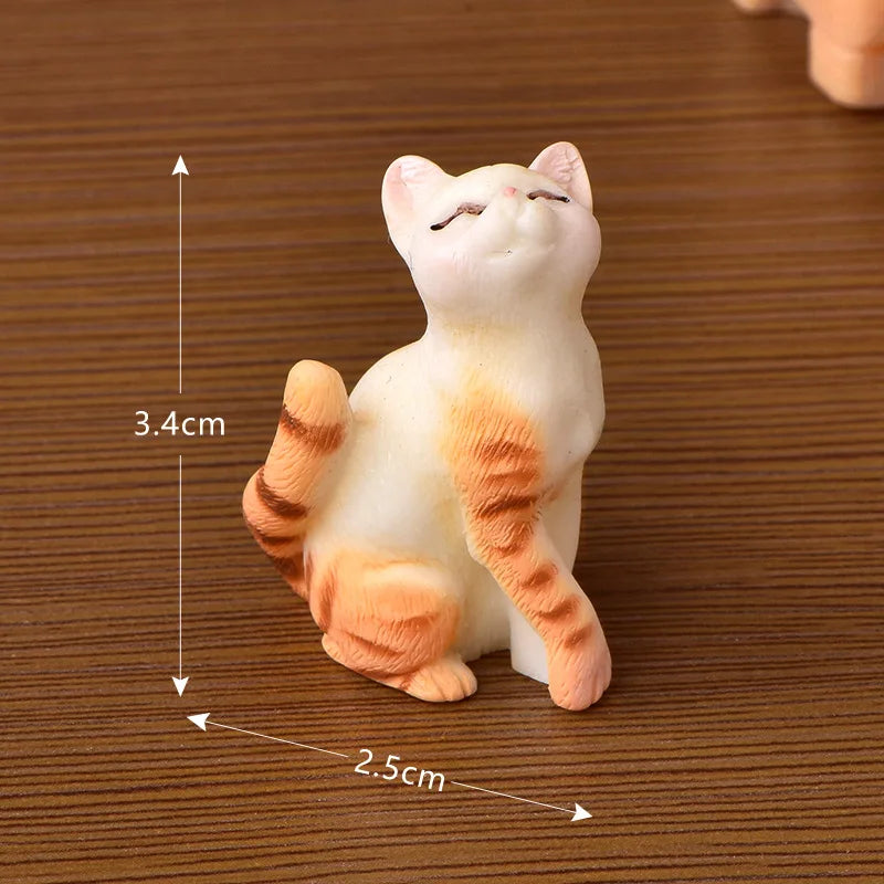1pc Resin Cats Ornament Kitten Figurine Animal Miniature Fairy Garden Doll House Decoration DIY Micro Landscape Home Decor