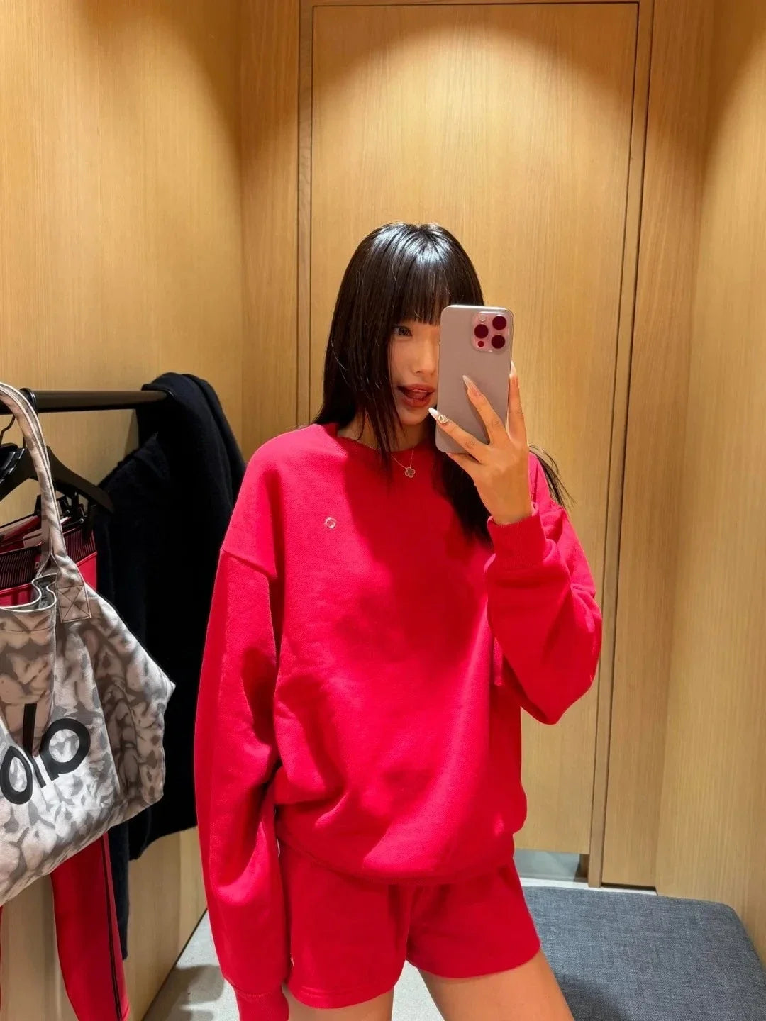 Women's Sweatshirts O Neck Solid Black Red Classic Letter Loose Casual Sports Pullovers Fashion Long Sleeve Hoodies for Women