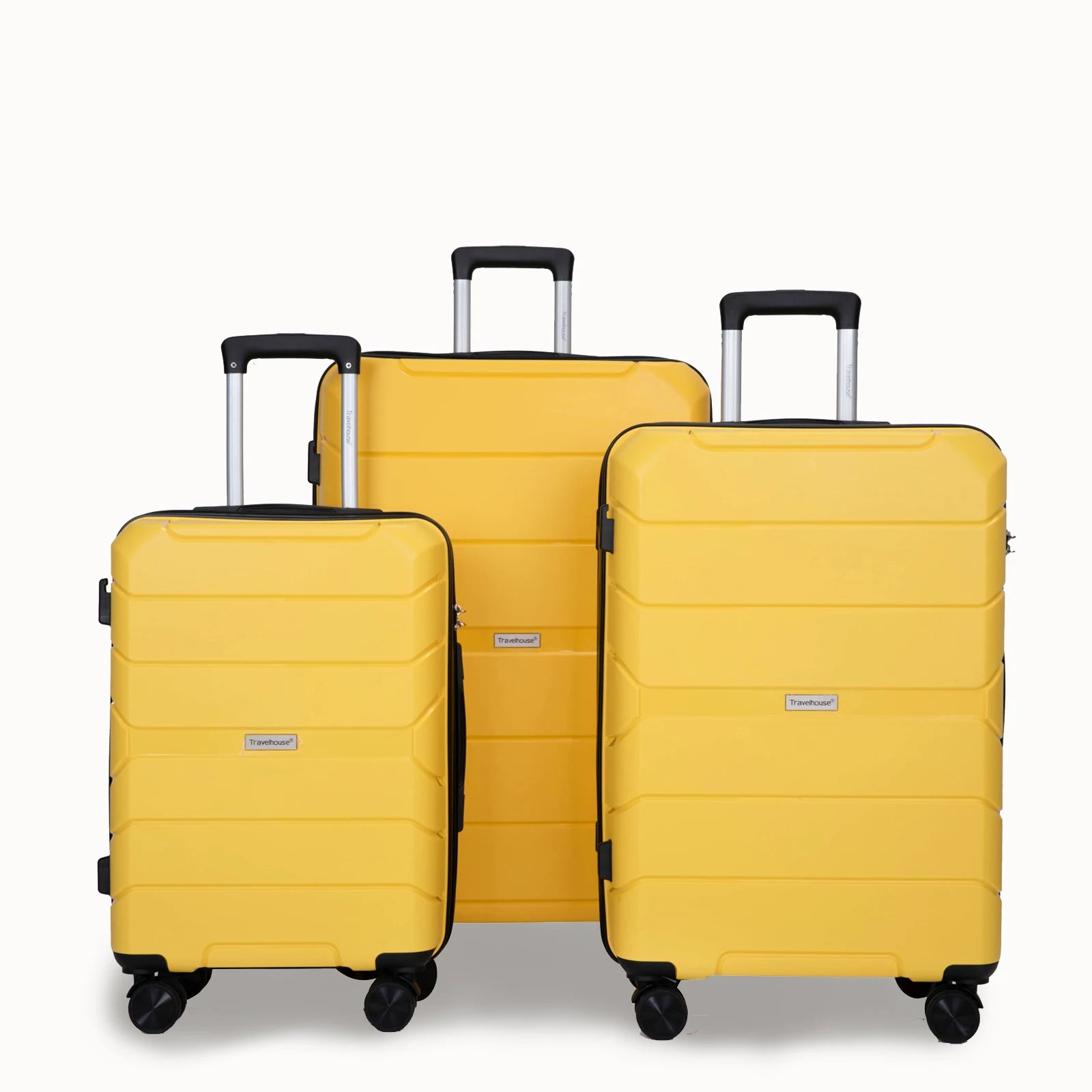 Travelhouse Hardside Luggage Set 3-Piece with Spinner Wheels, TSA Lock, Hardside Travel Suitecase PP Lightweight