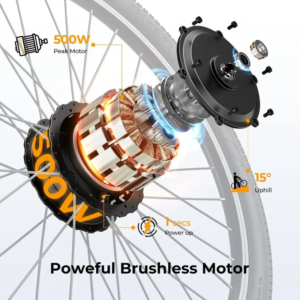 outdoors Bike-EB5 Electric Bike for Adults with Peak 750W Brushless Motor,40Miles 20MPH Commuting Electric Mountain Bike,7 Speed