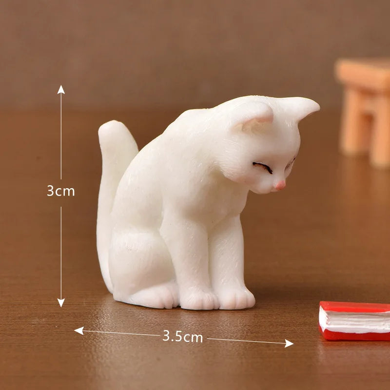 1pc Resin Cats Ornament Kitten Figurine Animal Miniature Fairy Garden Doll House Decoration DIY Micro Landscape Home Decor