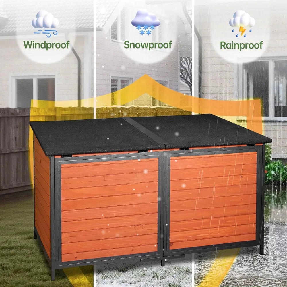 extra large dog house outdoor weatherproof dog shelter large wooden insulated houses with upgrade anti-chewing iron frame