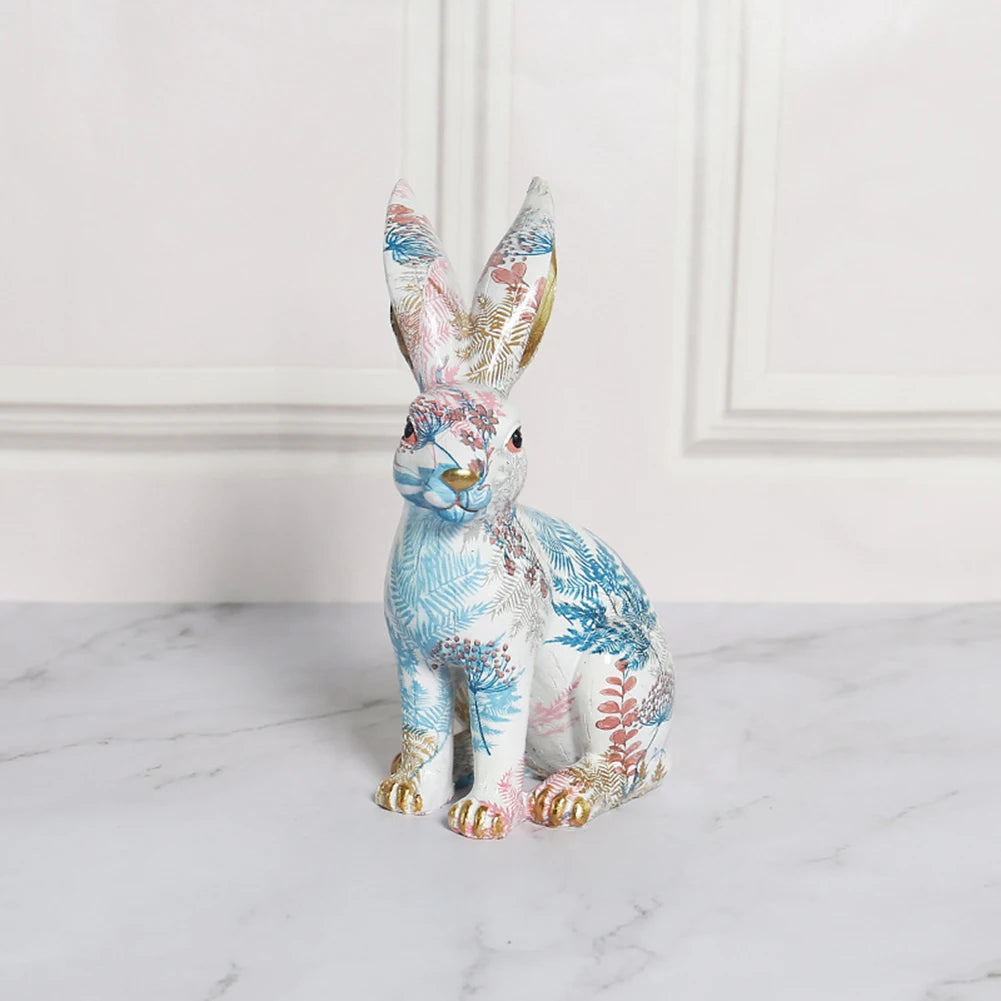 Rabbit Statue Creative Lifelike Rabbit Sculpture Rabbit Decoration Easter Bunny Ornament for Home Office Desktop