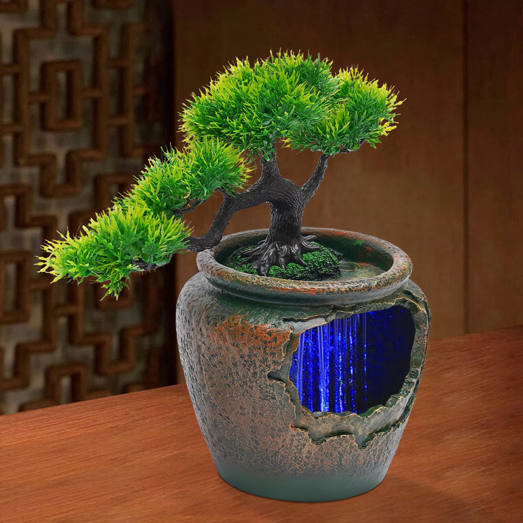 Tabletop Fountain with Waterfall Home Decoration LED Waterfall Fountain Handicraft Furnishings Ideal Gift