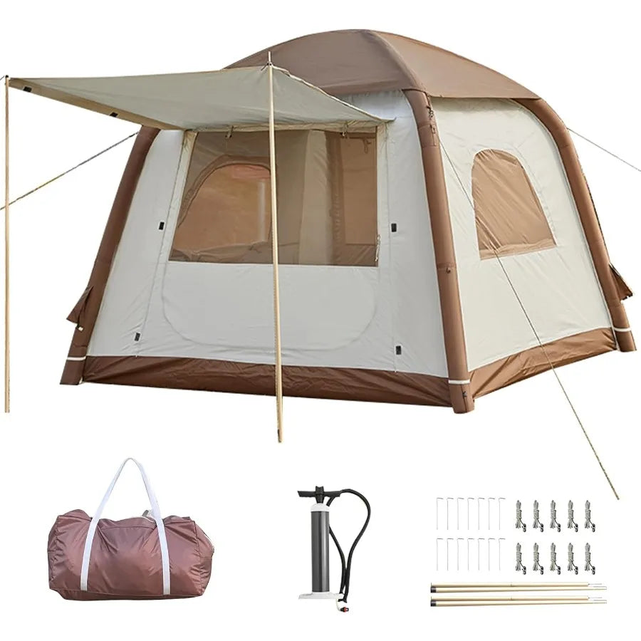 Inflatable Camping Tent 2 4 6 8 Person Glamping Inflatable Tents for Outdoor Adventures 2025 Update with Zipper Door Easy Setup