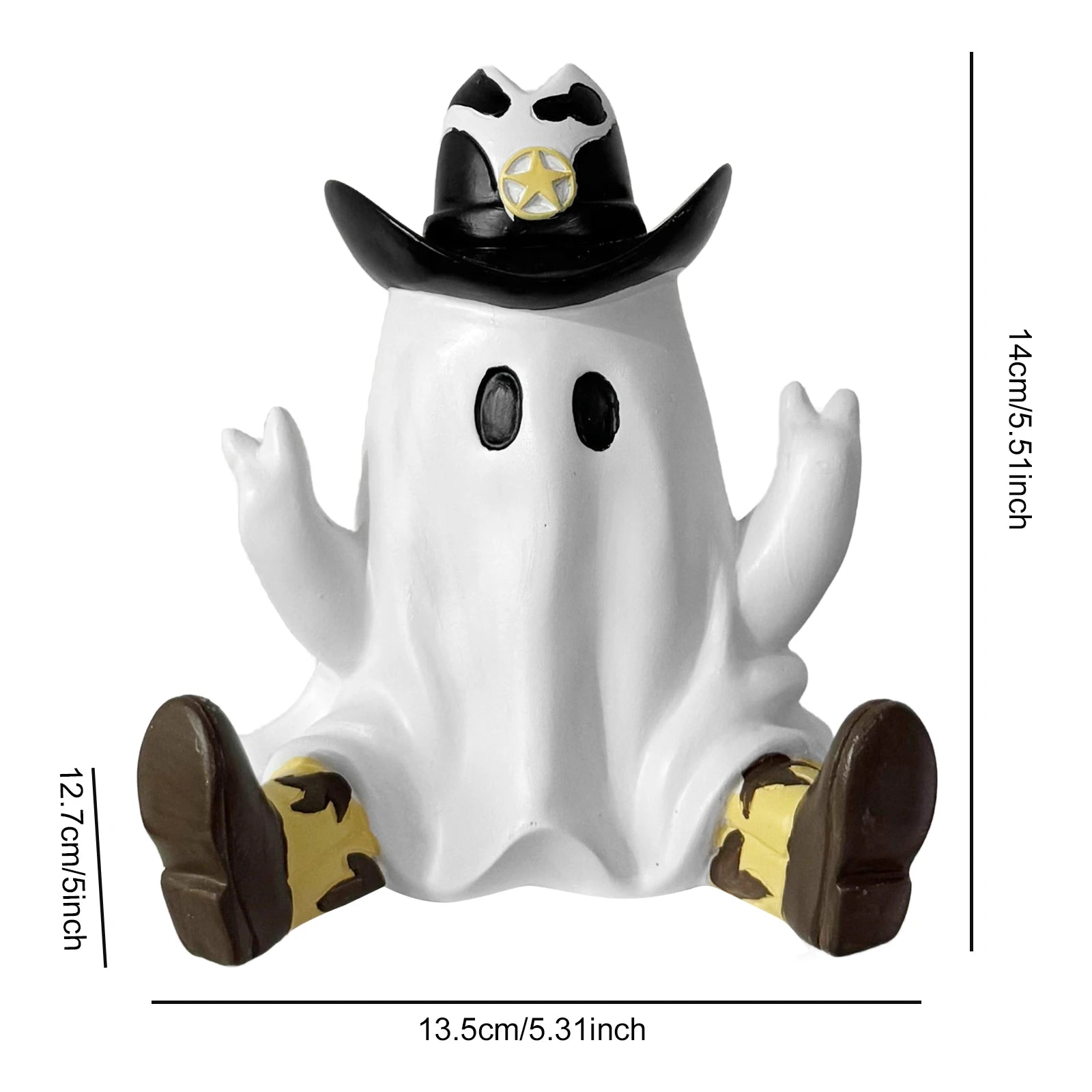 Cowboy Specter Statue Ornaments with Boots Halloween Ghost Ornaments Funny Specters Ornaments for Home Porch & Garden