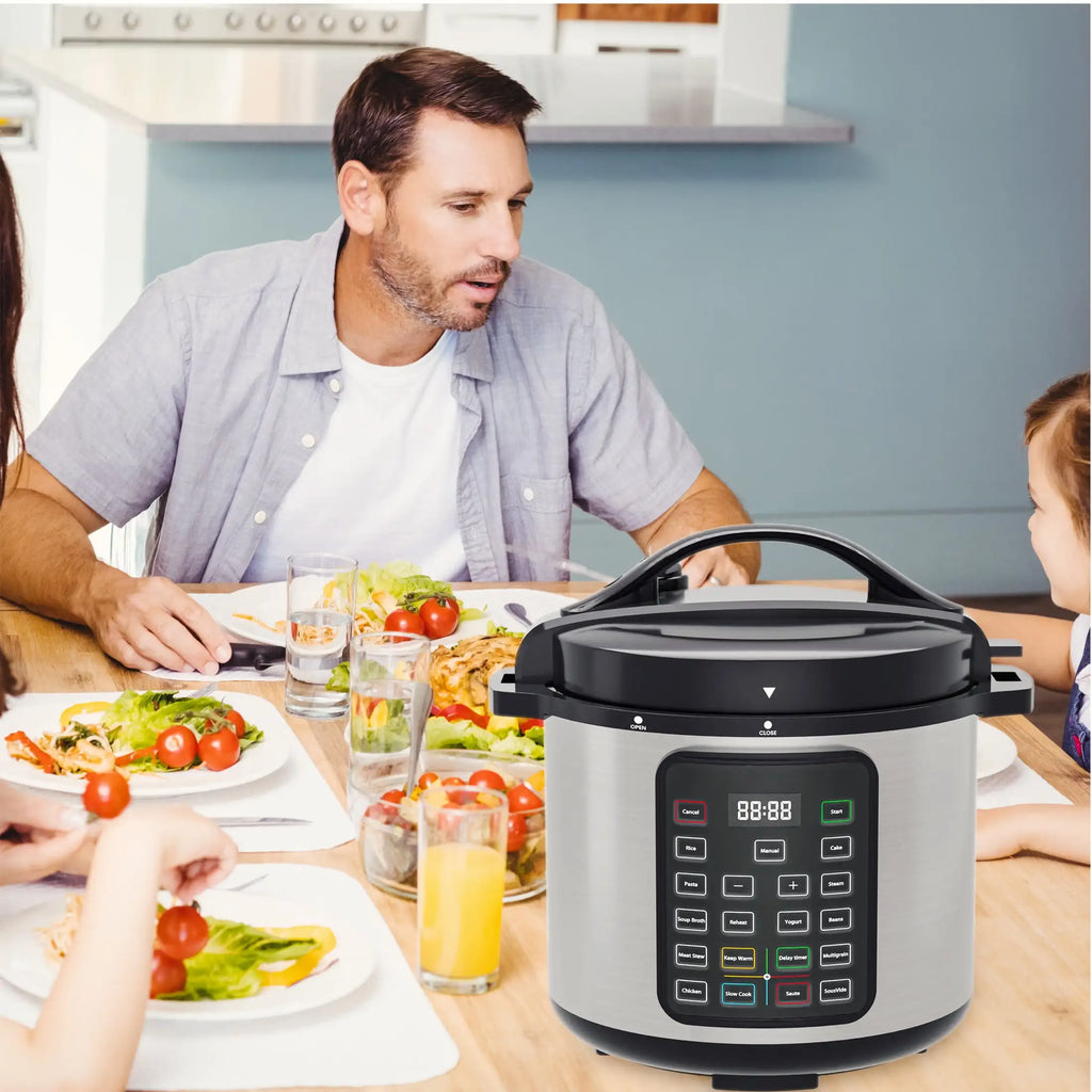 Instant Cooker 8 Quart 7-in-1 Electric Pressure Cooker Multi-Function Features & Stainless Steel Pot