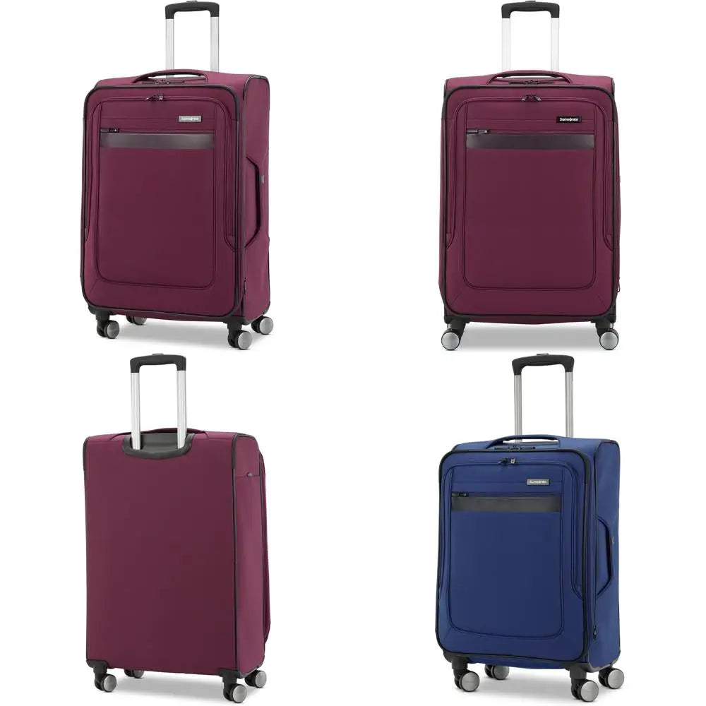 expandable softside luggage with spinner wheels, medium expandable spinner, light plum
