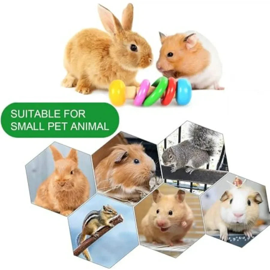 3 Pcs Wooden Hamster Toys Safe EcoFriendly Rabbit Toys BiteResistant Guinea Pigs Toys for Chinchillas Hamsters Small Animals Pl