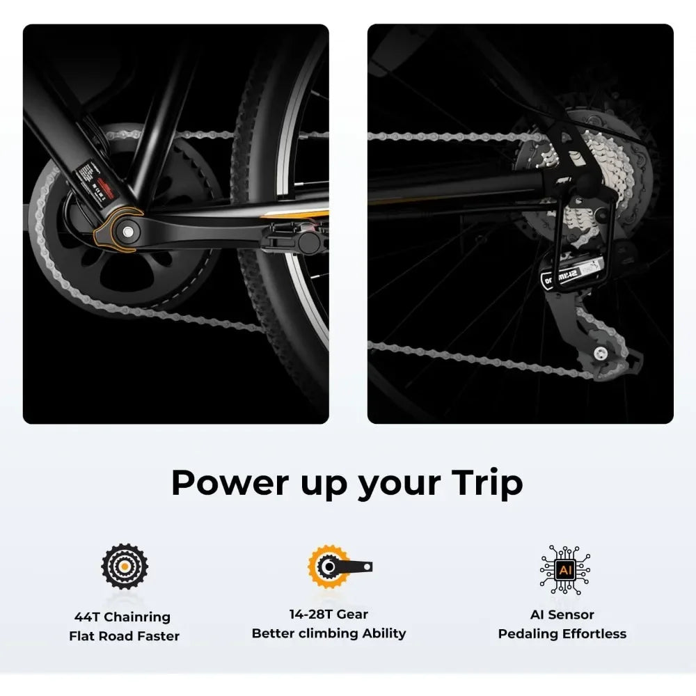 outdoors Bike-EB5 Electric Bike for Adults with Peak 750W Brushless Motor,40Miles 20MPH Commuting Electric Mountain Bike,7 Speed