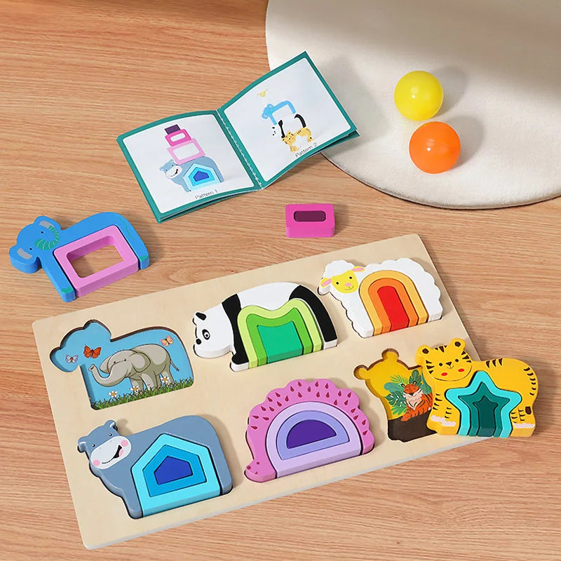 Toddlers 3D Wooden Puzzles Educational Toys Montessori Toys for Kids Educational Games Shape Intelligence Toys Children's Gifts