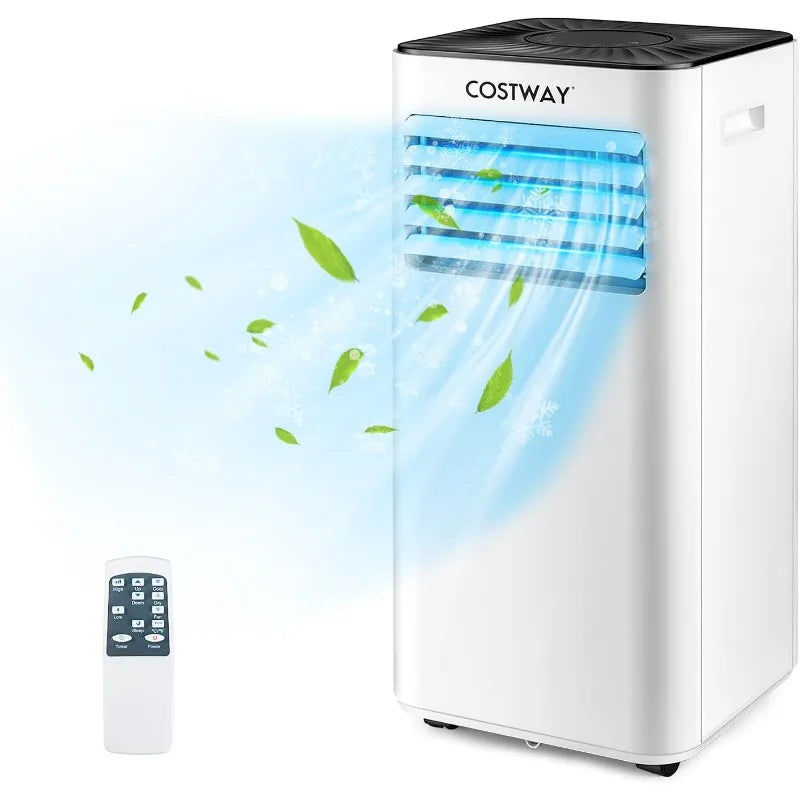 COSTWAY Portable Air Conditioner 10000BTU, Dehumidifier, Cooling for Room Spaces up to 350 Sq.Ft with 3 Speed, Universal Casters