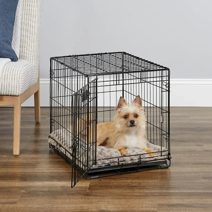 24Inch Portable and Durable Metal Wire Dog Crate with Divider Panel LeakProof Tray and Secure Latches Ideal for Small Breeds Ea