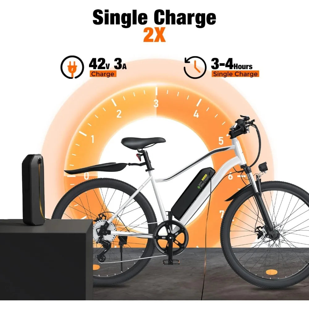 Electric Bike - 500W/1000W Peak Motor Electric Bicycle, 20MPH, 55/60 Miles, Removable Battery, Shock Absorber, 5/7-Speed