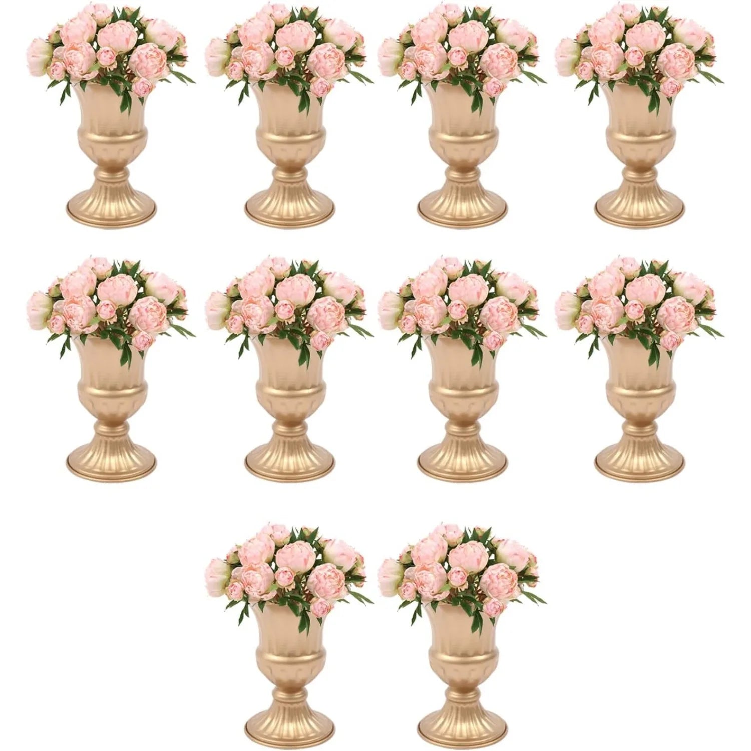 10 Pcs Gold Flower Vases (6.3'' H) - Centrepieces for Wedding Reception Tables, Home Flower Stands for Birthday,Christmas Events