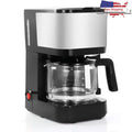 Stainless Steel 5-Cup Coffee Maker Compact Design Pause N Serve Function Easy Clean Reusable Filter Ideal Home Office RV
