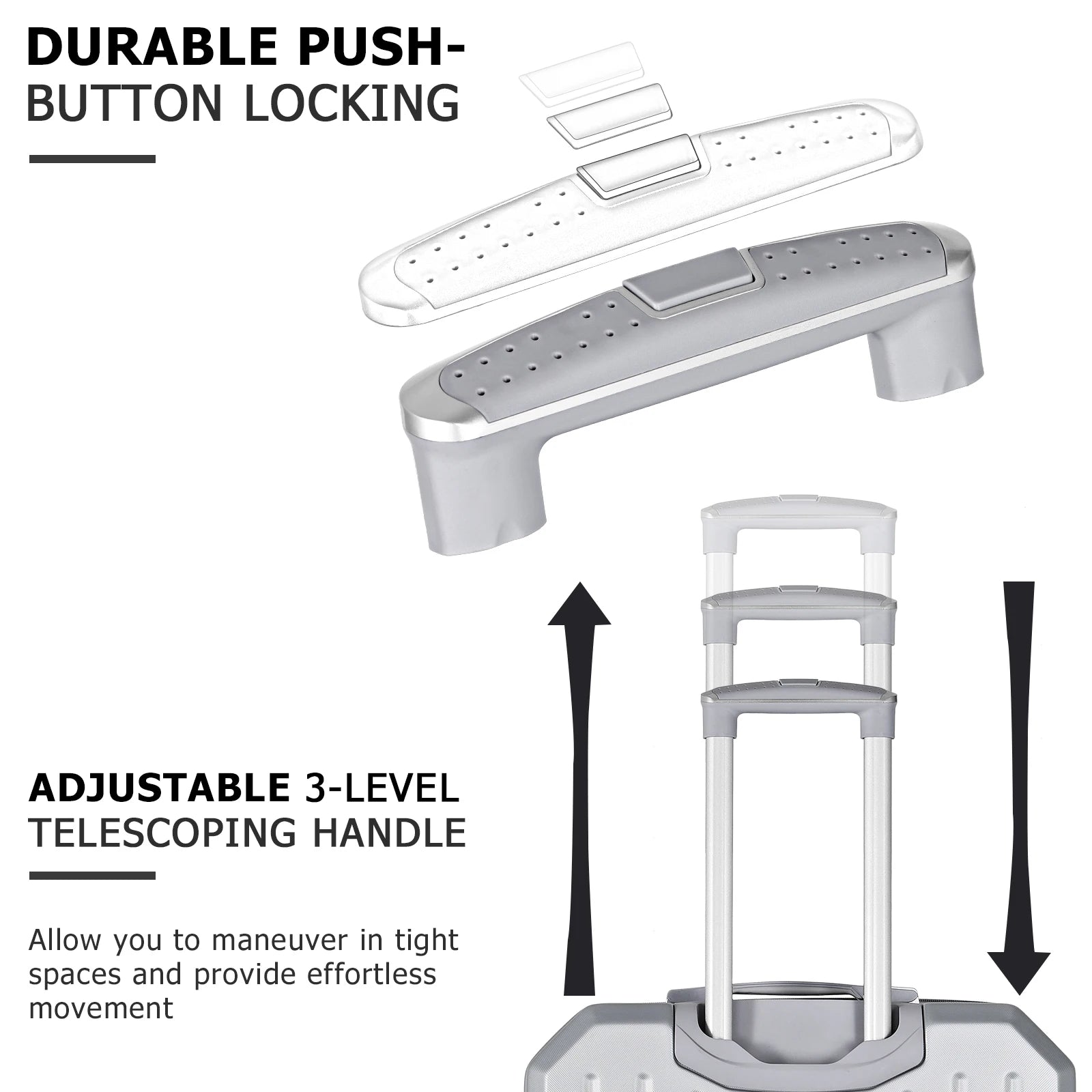 3PCS Luggage Set ABS Hardside Travel Luggage with Spinner TSA for Business Trip ABS Travel Luggage Set