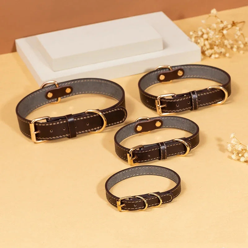 Leather Dog Collars Pet Dog Tag Collar Leash Lead For Small Medium Large Dogs Pitbull Bulldog Pugs Beagle Dog Supplies