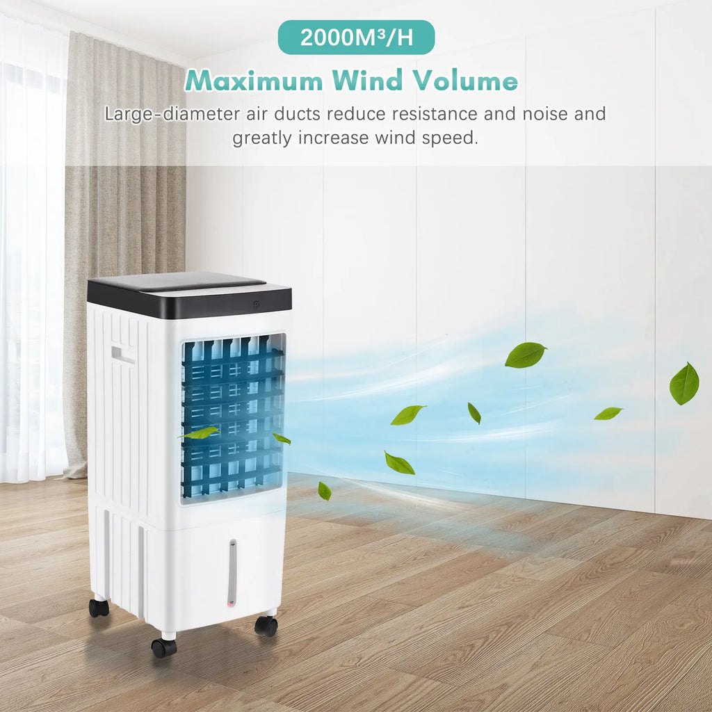 Portable air conditioning fan, evaporative cooler, 3-speed cooling machine with 7-hour timer remote control