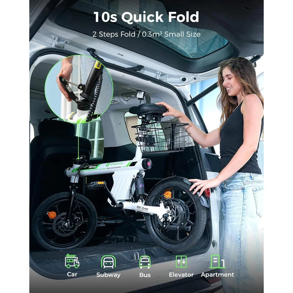 Electric Bike 500W Motor, 20 mph Folding Ebike, Adult Electric Bicycles | with Smart Uphill | 280.8Wh/374.4Wh Battery