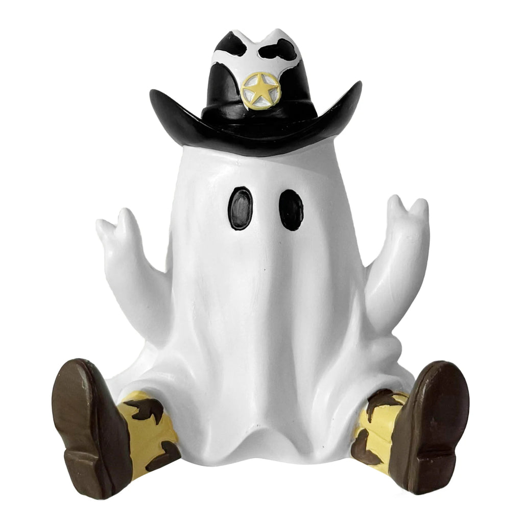 Cowboy Specter Statue Ornaments with Boots Halloween Ghost Ornaments Funny Specters Ornaments for Home Porch & Garden