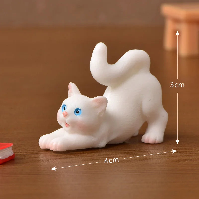 1pc Resin Cats Ornament Kitten Figurine Animal Miniature Fairy Garden Doll House Decoration DIY Micro Landscape Home Decor