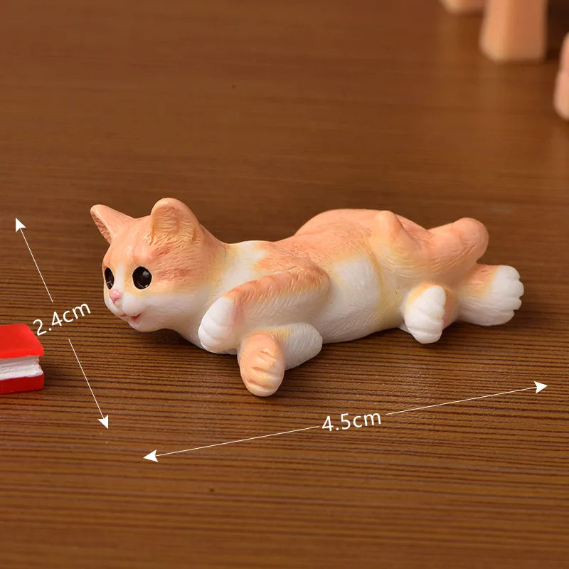 1pc Resin Cats Ornament Kitten Figurine Animal Miniature Fairy Garden Doll House Decoration DIY Micro Landscape Home Decor
