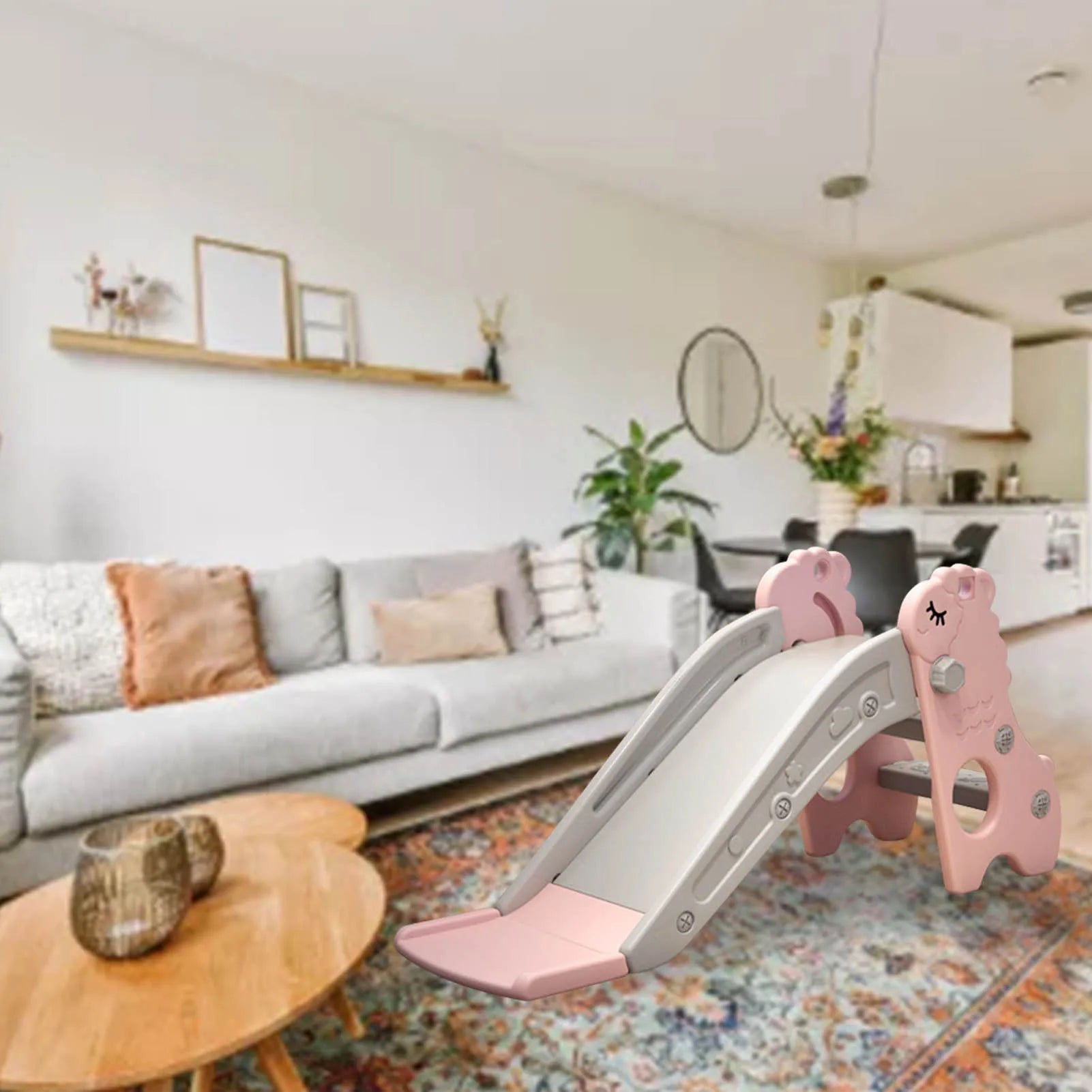 Indoor Slide  Kids Indoor Sliding Slide Freestanding Folding 2 Stairs Stable Base Climber Play Slide for Toddlers Kids Slide