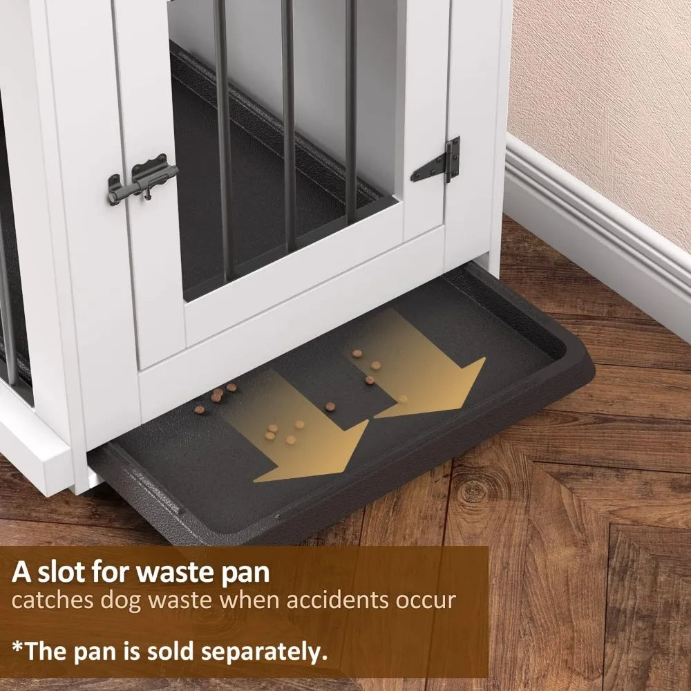 Masterpiece Dog Crate Furniture Barn Door For Medium Dogs Up To 40 Lbs. - Puppy Kennel W/Thickened Farmhouse Top & Steel Bars -