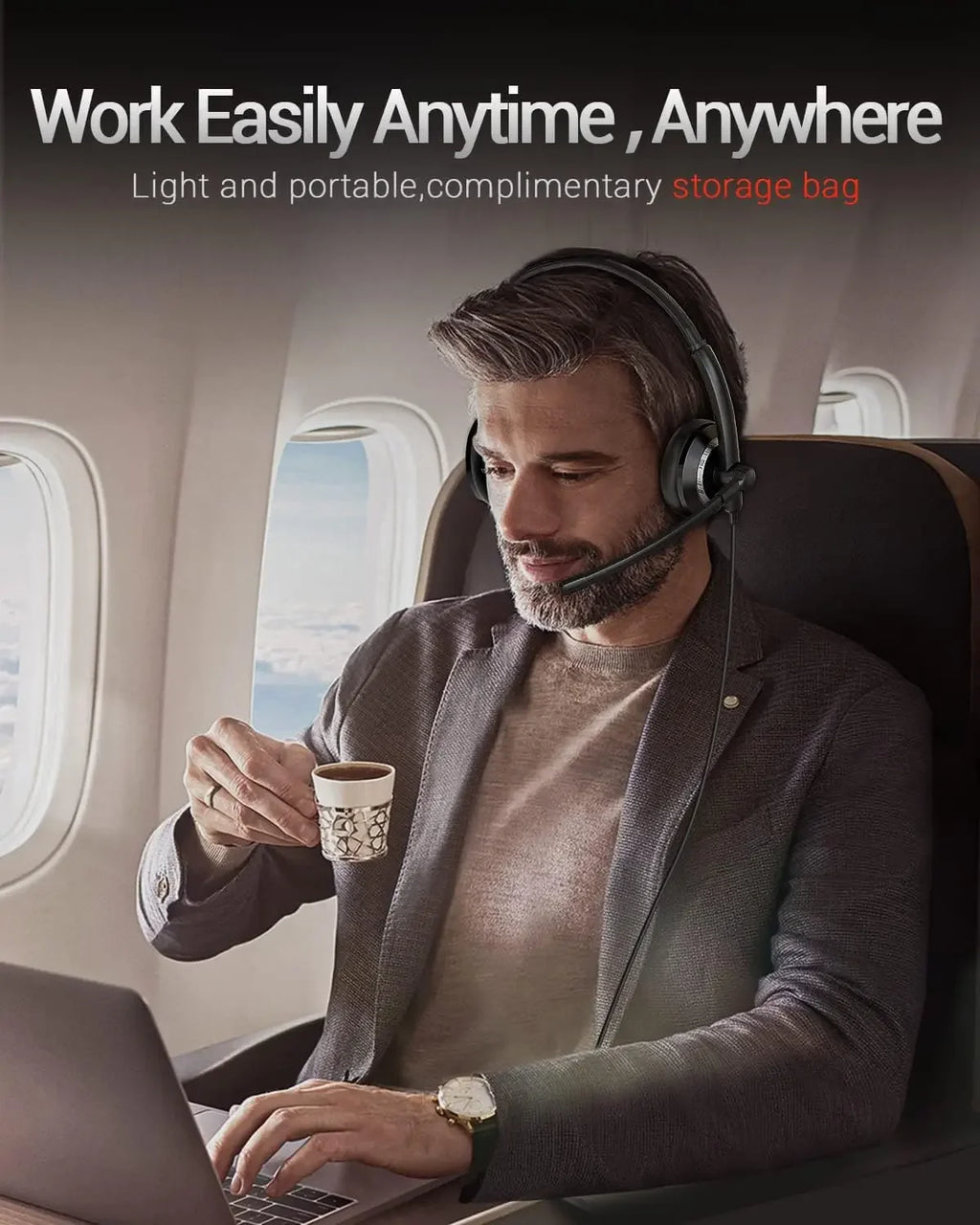 AWATRUE EH05 Wired USB Headset with Noise Cancelling Microphone Lightweight in-Line Control Enhanced Sound for PC Laptop