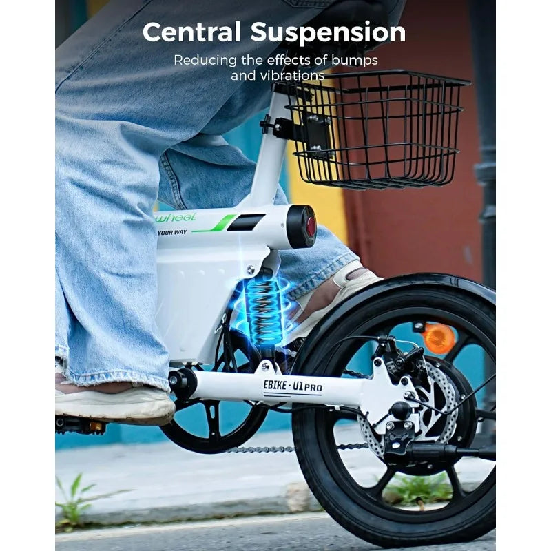 U1 Pro Electric Bike for Adults with Basket, 500W Motor, 20 mph Folding Ebike, 16" Adults Electric Bicycles with Smart