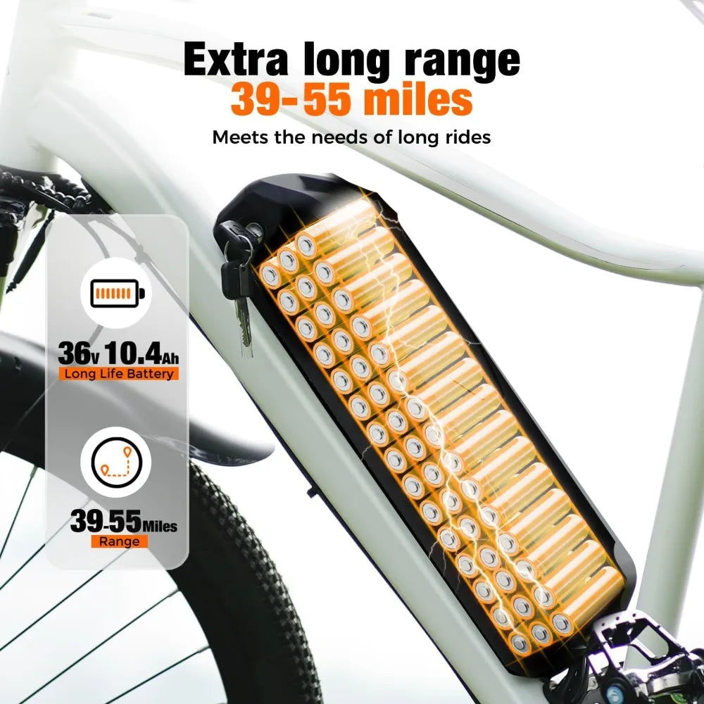 Electric Bike - 500W/1000W Peak Motor Electric Bicycle, 20MPH, 55/60 Miles, Removable Battery, Shock Absorber, 5/7-Speed