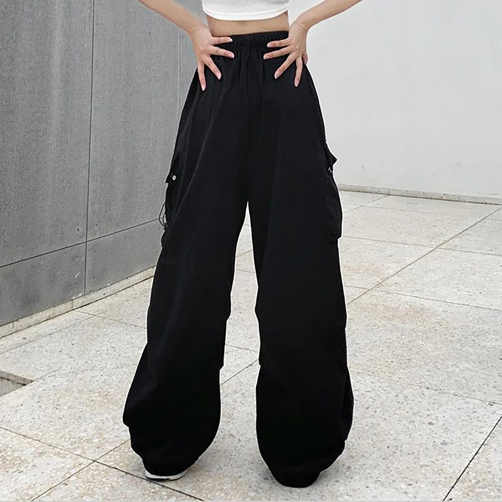Women Pants Casual Low Waist Drawstring Sweatpant Solid Drawstring Parachute Trousers Oversized Pants Jogger Women'S Pants