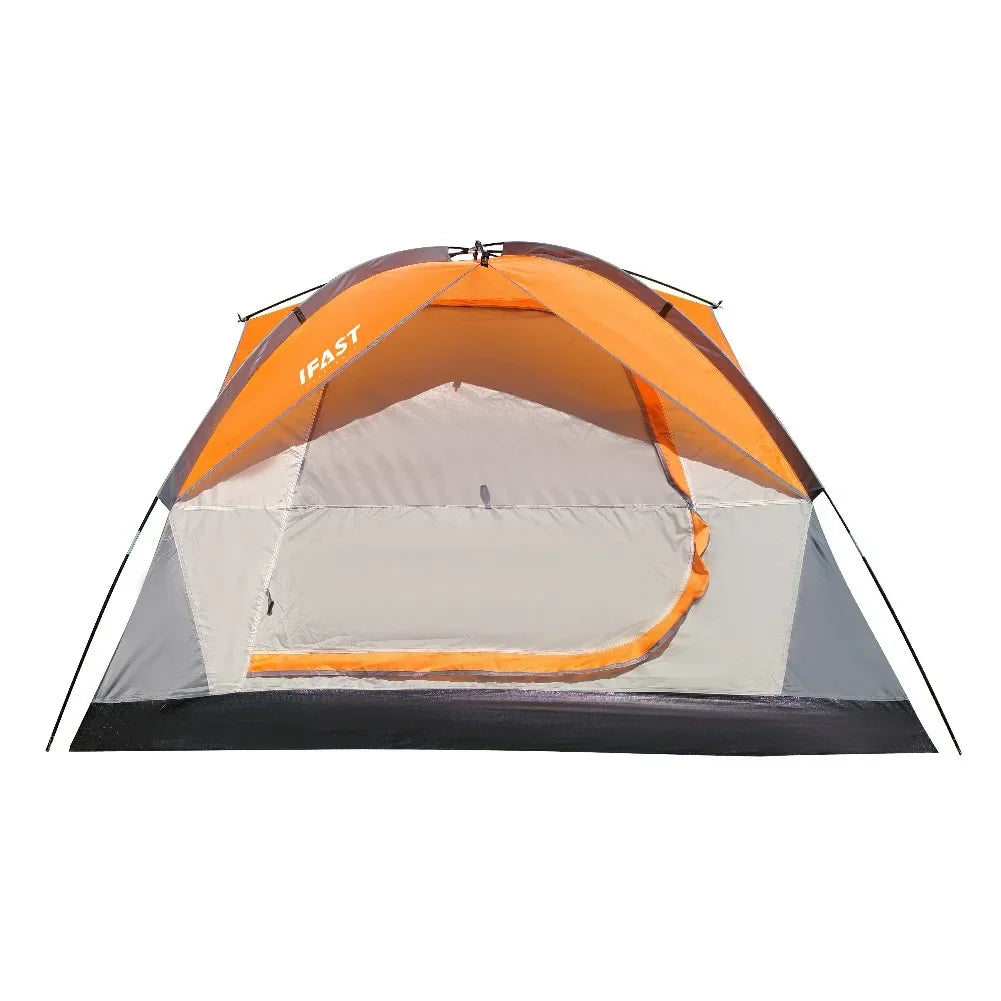 2/6 Family Camping Tents, Outdoor Double Layers Waterproof Windproof with Top Roof Rainproof and Large Mesh Windows Portable