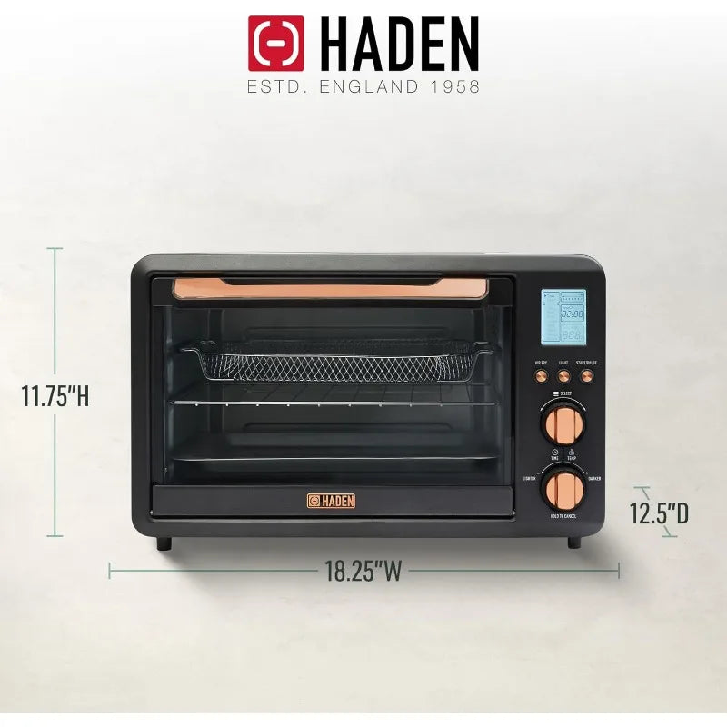 Haden Countertop 6 Slice Toaster Oven Air Fryer Combo for Kitchen, Black/Copper