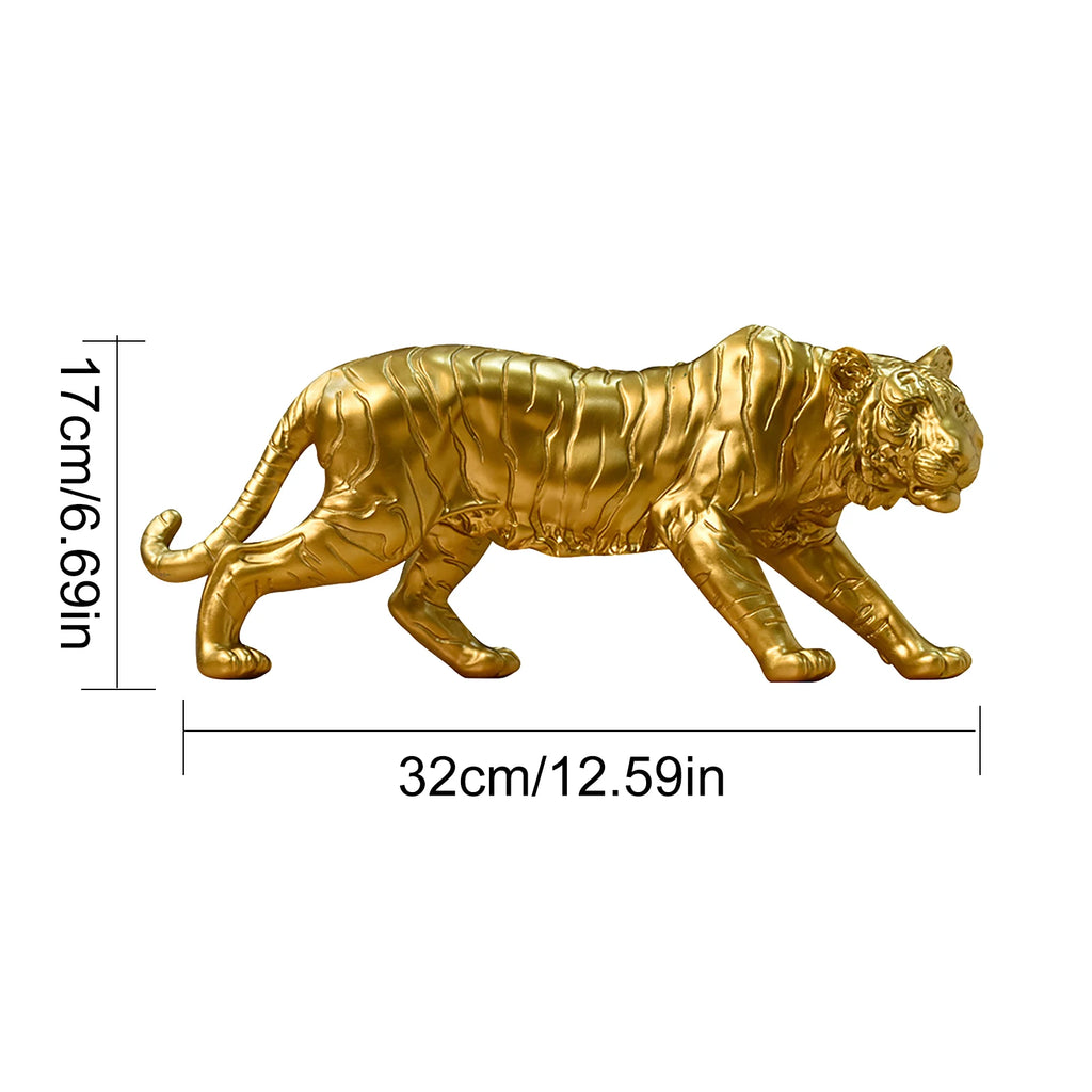Resin Zodiac Animal Sculpture Ornaments Gold Modern Tiger Sculpture Artworks Christmas Gift Collectibles for Office TV Cabinet