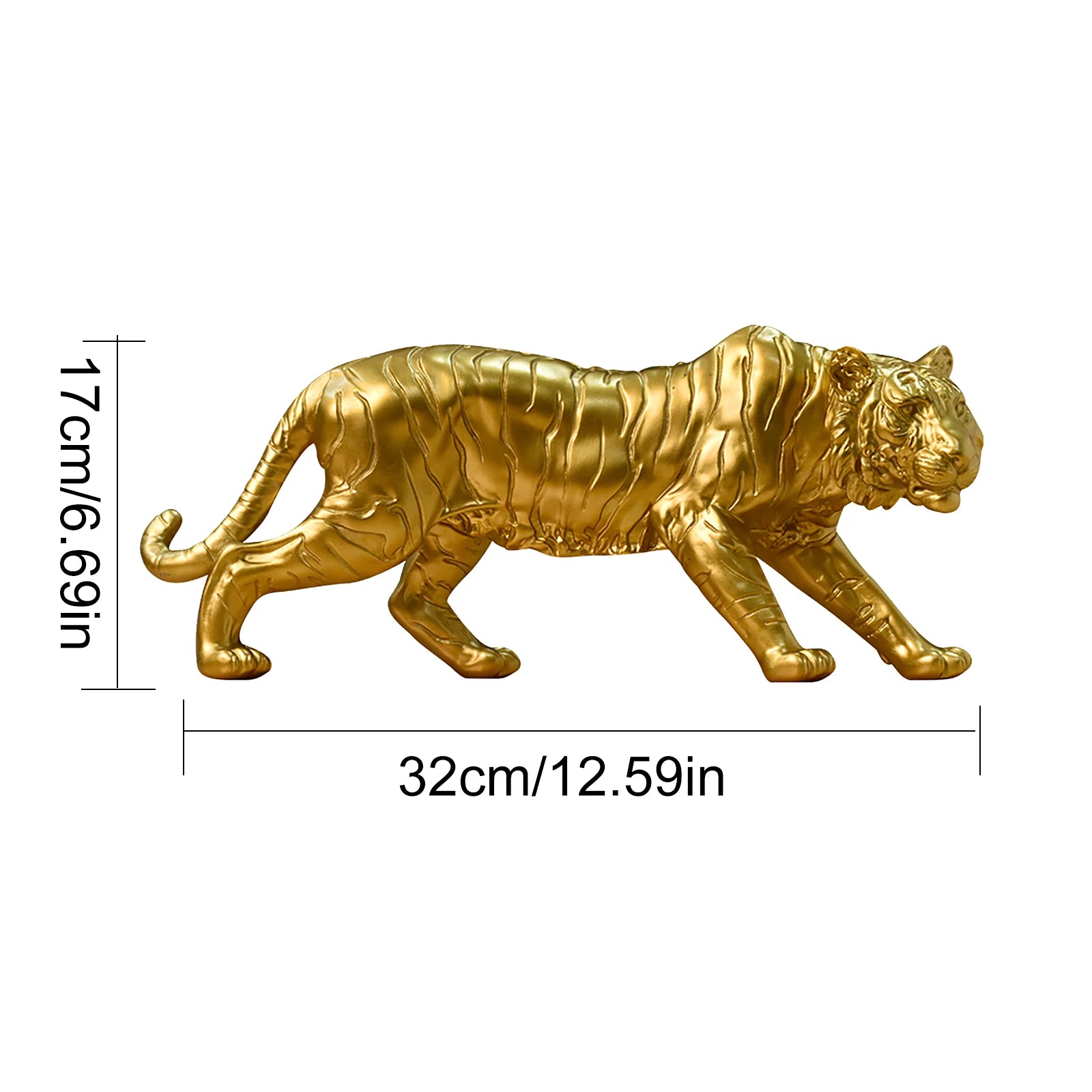 Resin Zodiac Animal Sculpture Ornaments Gold Modern Tiger Sculpture Artworks Christmas Gift Collectibles for Office TV Cabinet