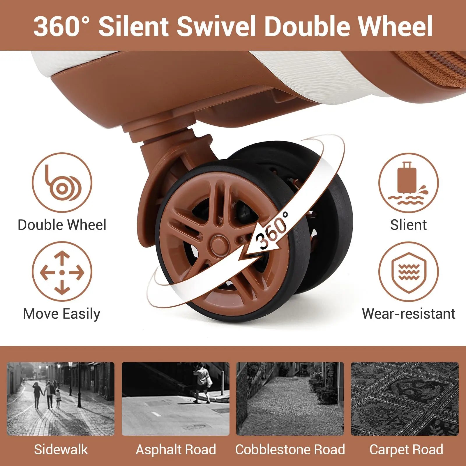 Kono 3-Piece Travel Suitcase Set, Hard Shell Luggage with TSA Lock, 20" 24" 28", Lightweight, 360° Wheels