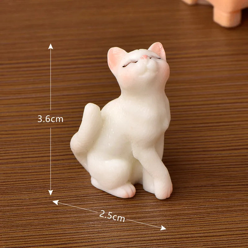 1pc Resin Cats Ornament Kitten Figurine Animal Miniature Fairy Garden Doll House Decoration DIY Micro Landscape Home Decor